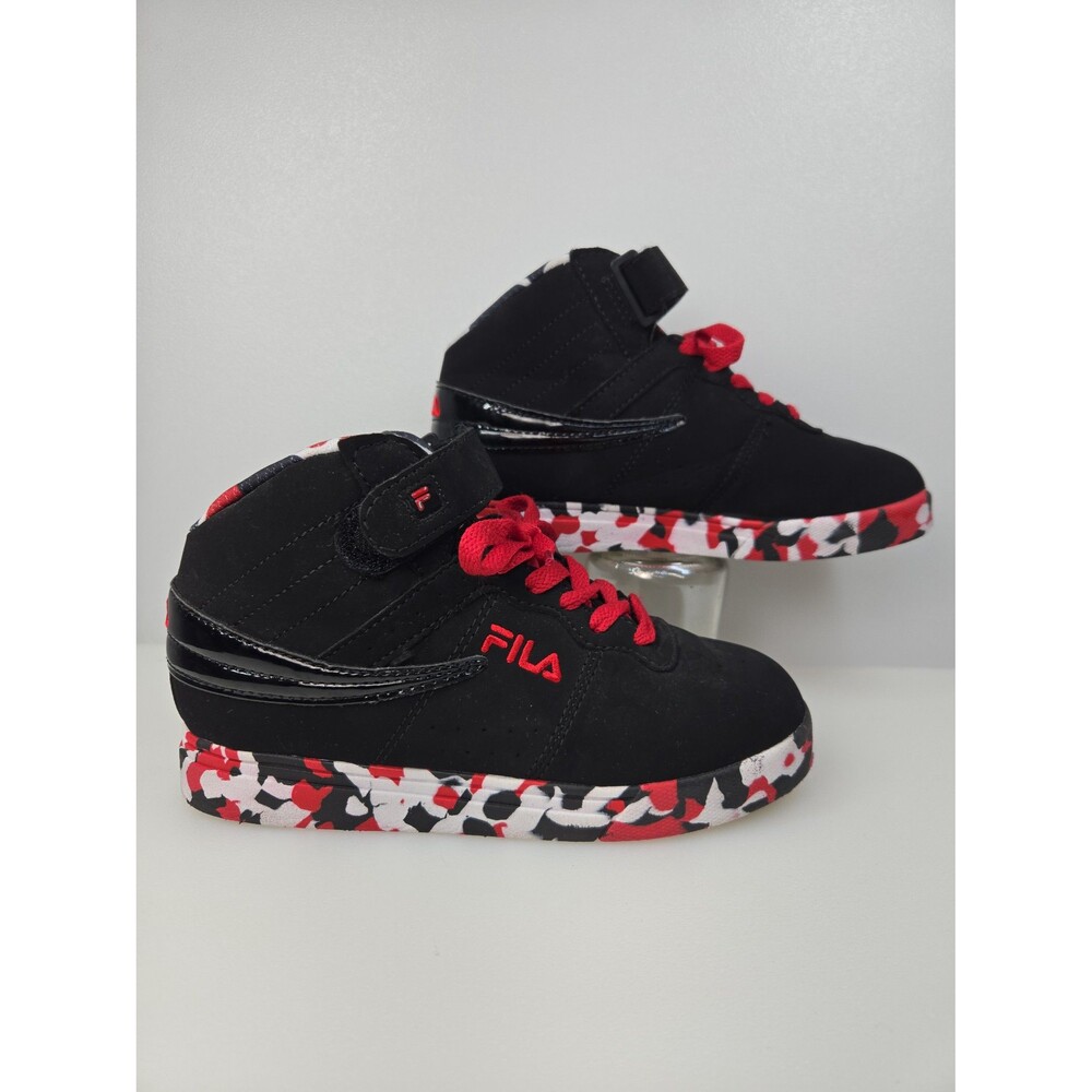 Fila VULC 13 Mashup Red Black White Camo Sneaker Shoe High Top Unisex Kids 2